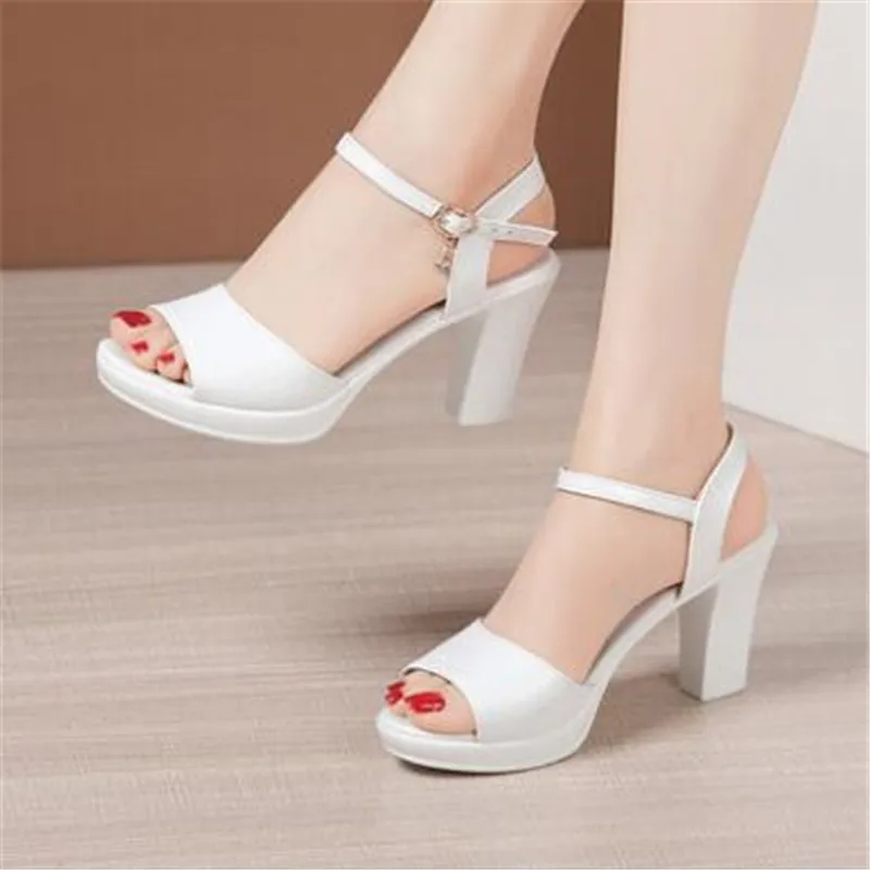 Mulher sapatos de salto alto sapatos de casamento senhoras elegantes sapatos de escritório verão peep toe sandálias plataforma grossa feminino tamanho 32 43