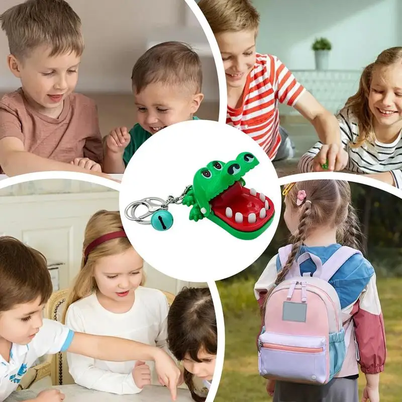 Juguetes con dientes de cocodrilo, divertidos juegos de dentista para morder los dedos, llavero interactivo de cocodrilo, juguete de fiesta familiar, llavero creativo para niños