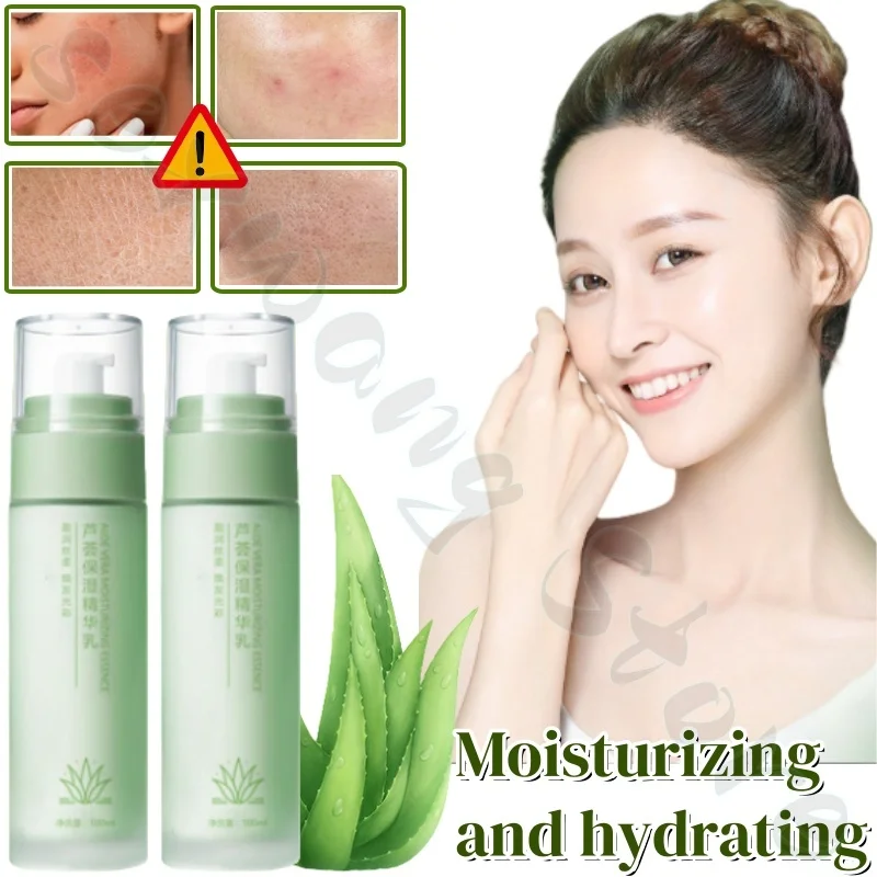 100ml fresh aloe vera essence milk, hydrating, moisturizing, shrinking pores, improving dullness, balancing water and oil