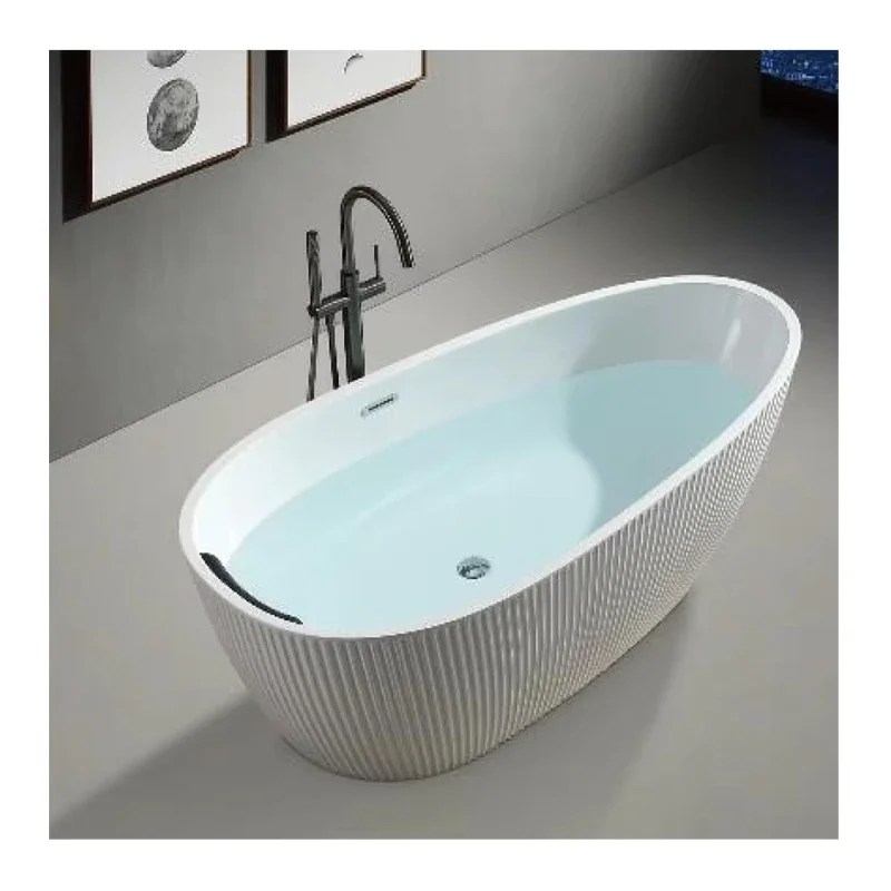 

High-end 1.7m white freestanding bathtub classical modern adult soaking bathtub mobile phone