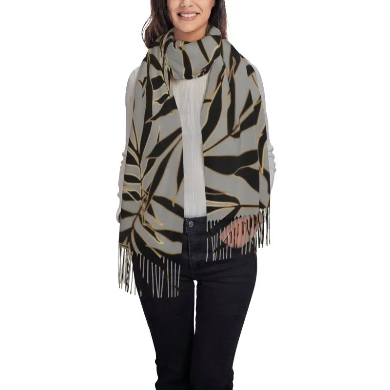Grey leaves new model Scarf Cashmere Woman Wool Ladies Scarf Warm Scarf Women's Winter Scarves Autumn