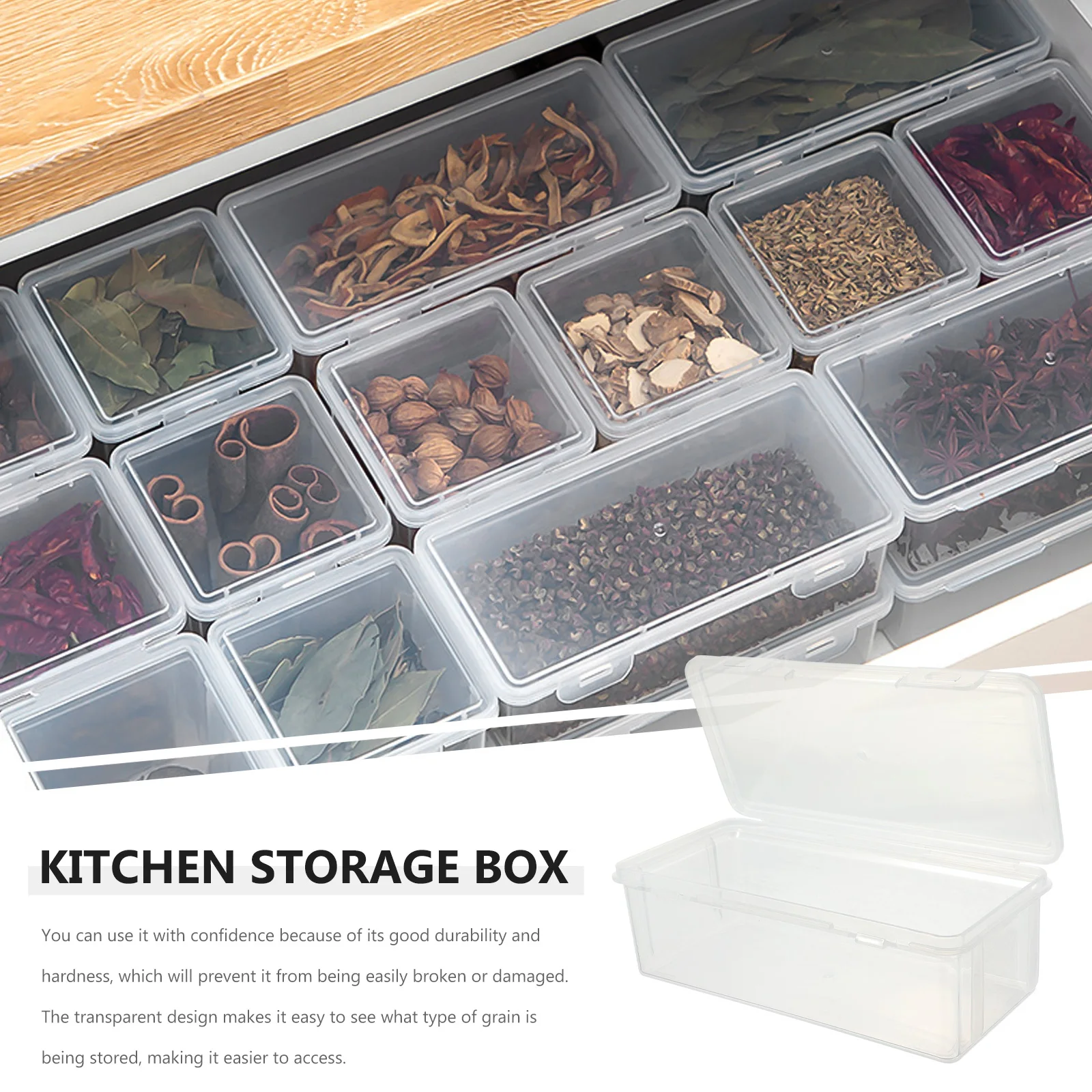

1pcs Airtight Transparent Food Seasoning Storage Box Leakproof Kitchen Organizer For Grains Bread Container Refrigerator Storage