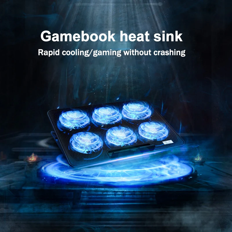 Imagem -02 - Rgb Laptop Cooler com Altura Ajustável Ventilador Luz Led Portas Usb 1318 Stand Altura Velocidade do Vento S6-gaming