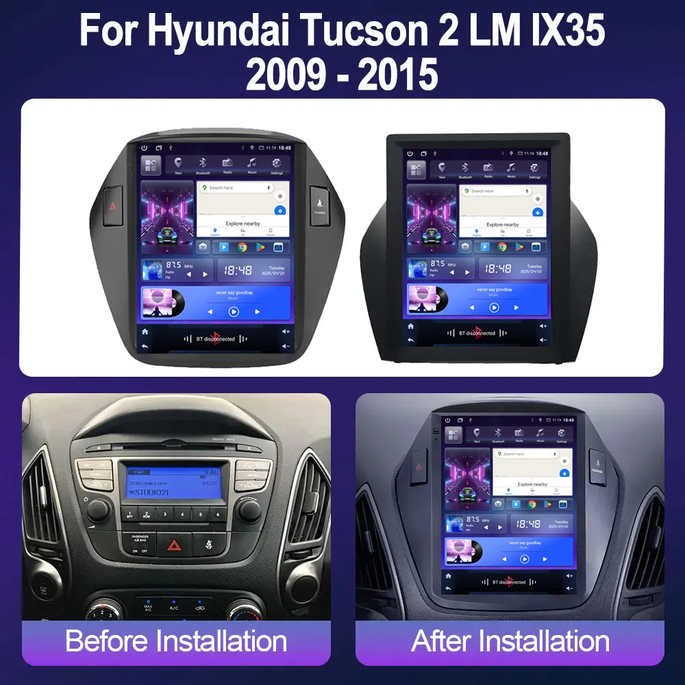 9.7" Android Car Multimedia Player For Hyundai Tucson 2 LM IX35 2009 - 2015 Tesla Style 2Din DSP Stereo Carplay Auto Navi GPS HU view 3