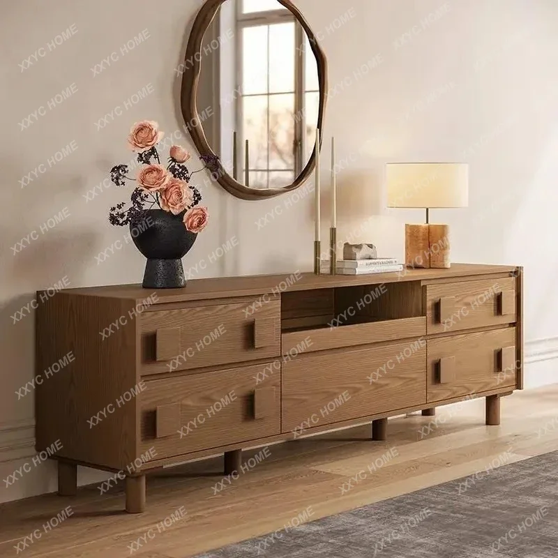 

FFL solid wood TV cabinet small apartment living room antique multi-functional storage cabinet