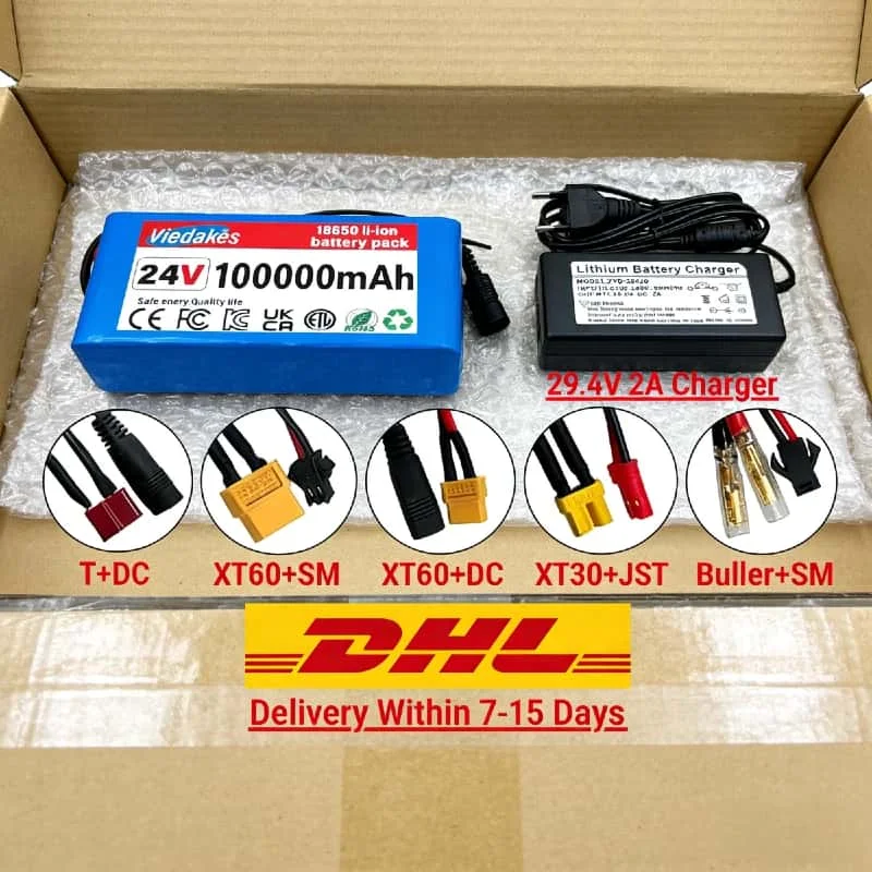

High Capacity✈️7S3P 24V 100Ah 18650 Lithium Battery Pack Portable Rechargeable Power Source for Camping Emergency Backup battery