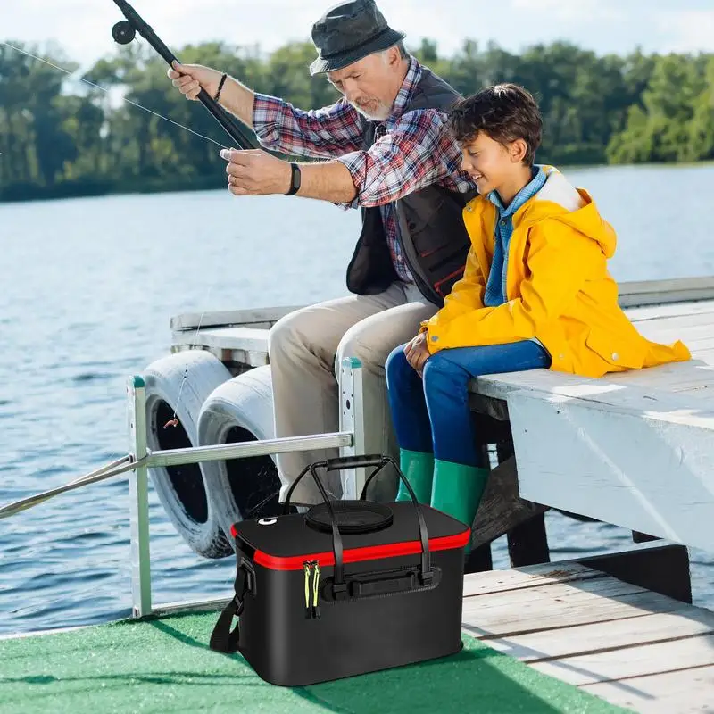 エヴァライブフィッシュボックス、エアレーションポンプ、フィッシングタックルバケット、厚みのある、キャンプ、旅行