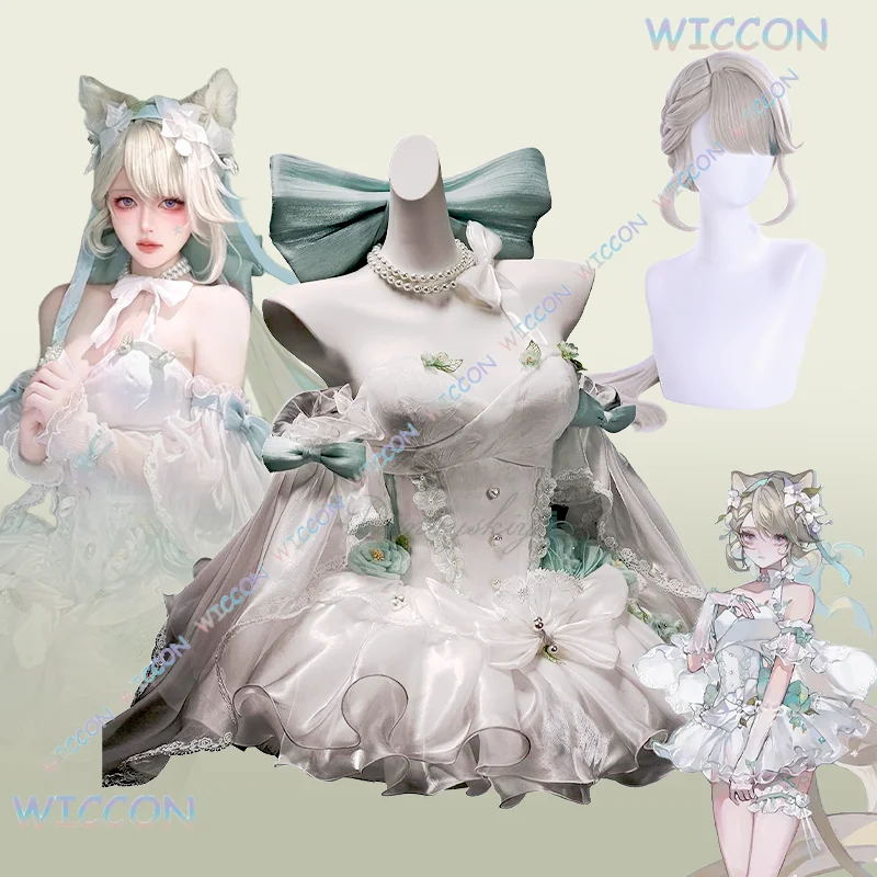 

Yume/Lynette Косплей Костюм Ангел Двор Игра Genshin Impact Белое Платье Парик Хэллоуин Карнавальный Костюм Ролевая Игра Одежда