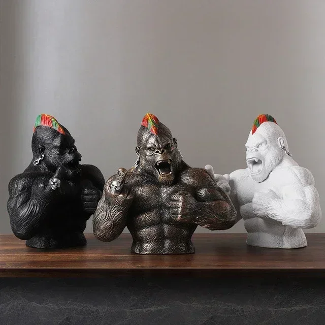 Modern Angry King Kong Gorilla Resin Accessories Home Livingroom Desktop Furnishing Decoration Bookcase Cabinet Figurines Crafts