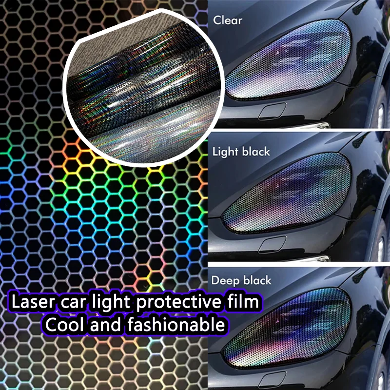 Car Laser Honeycomb Headlights Tint Film Taillight Vinyl Wrap Auto Headlight Tint Waterproof Films Fog Light Creative Film Tape