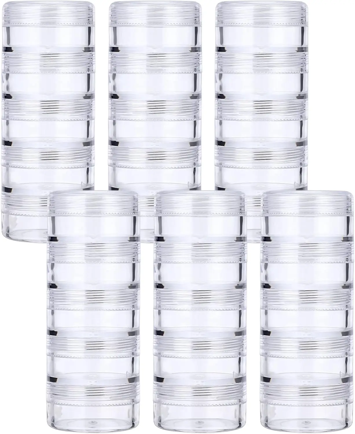 1 Set 5 Layer Cylinder Stackable Bead Containers Plastic Round Clear Storage Accessories Organizer Box Crafts Small Items