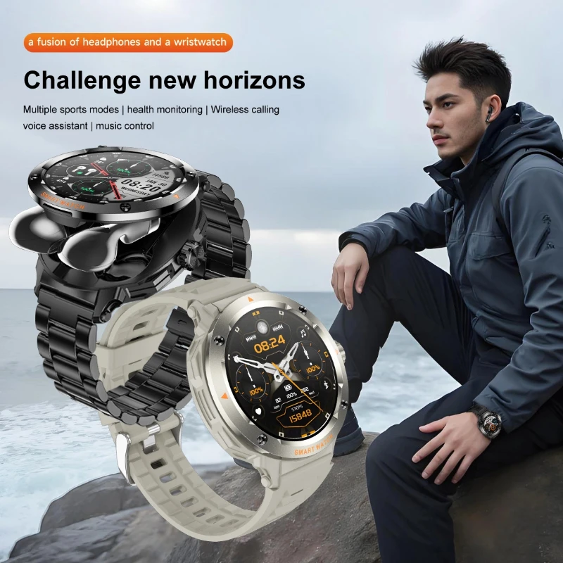 

Смарт-часы 2 в 1, умные часы с наушниками TWS, Bluetooth-наушники, монитор сердечного ритма, артериального давления, спортивные часы, фитнес-часы