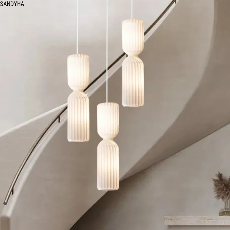 SANDYHA الشمال النسيج قلادة أضواء دوامة شريط عاكس الضوء الثريا مثالية لغرفة المعيشة غرفة الطعام إضاءة المطعم