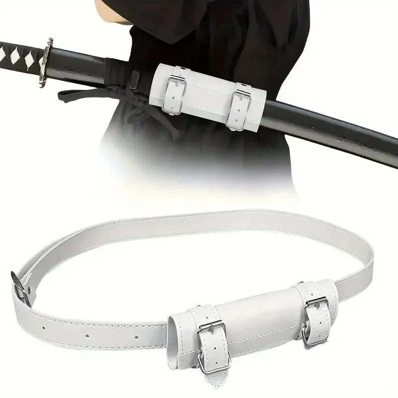 Adjustable White Leather Sword Belt for Katana, Demon Slayer Accessory, Stylish Sword Sheath Belt, Cosplay Prop1pcs