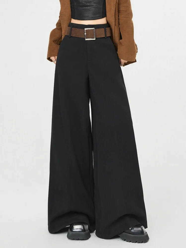 ارتفاع الخصر واسعة الساق Fce اصطف الدنيم السراويل النسائية ثنى البضائع السراويل القهوة اللون تخفيف Sle الكورية Faion