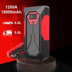 18000mah carro ir para iniciantes portátil power bank impulsionador de bateria de carro 12v dispositivo de partida de carro para gasolina diesel 6.0l/4.0l