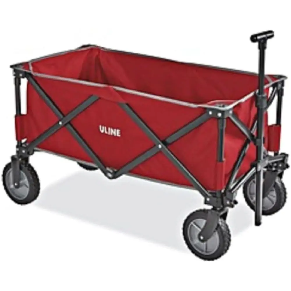 Red Utility Wagon with Wheels, Handle, and Storage Bag