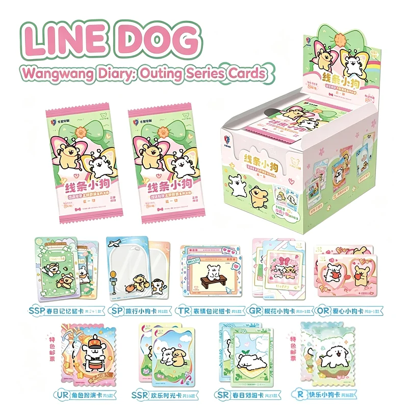  ﻿ Cute Line Dog Maltese Cartoon Collectible Card Packs Wangwang Diary Outing Series Trading Cards Surprise Gift for Children