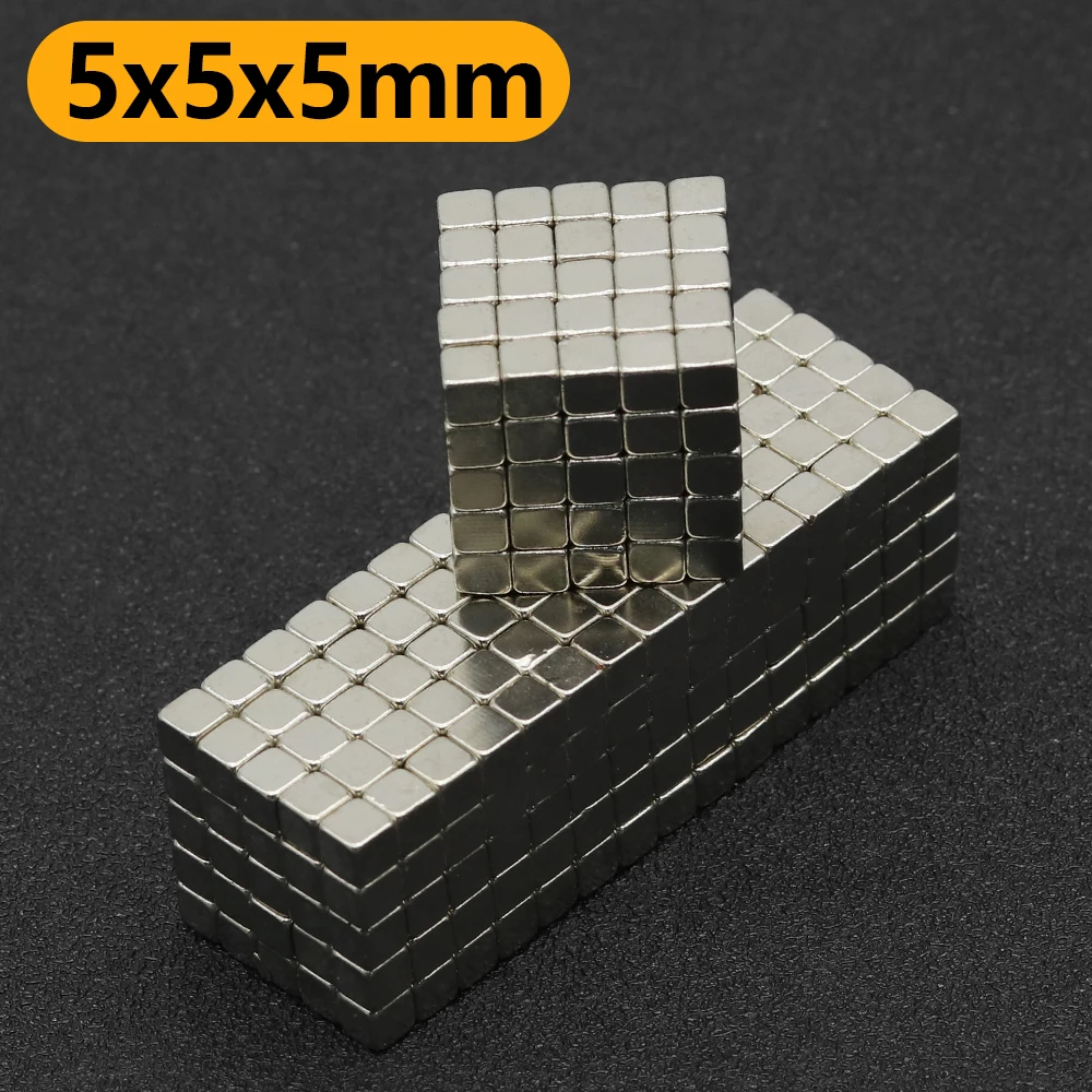 5 ~ 1000 Stuks 5x5x5mm N35 NdFeB Blokmagneet Super Krachtige Neodymium Magneten Sterke Permanente Magnetische imanes Schijf 5*5*5