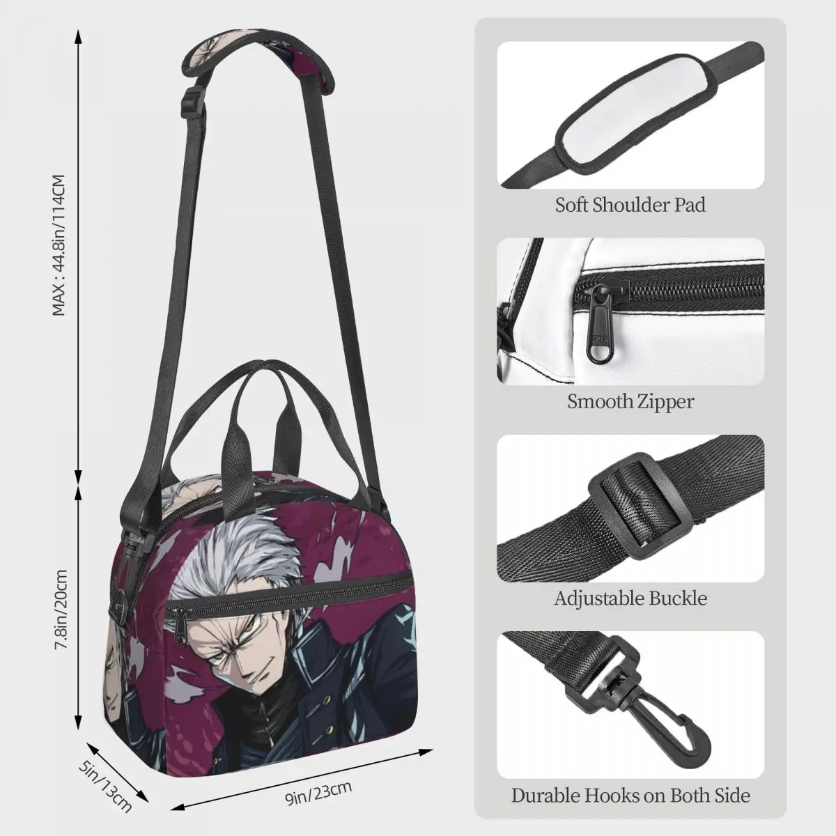 Vergil From The Devil May Cry Series Lunch Bags Insulated Bento Box Portable Lunch Tote Picnic Bags Thermal Bag for Woman Work