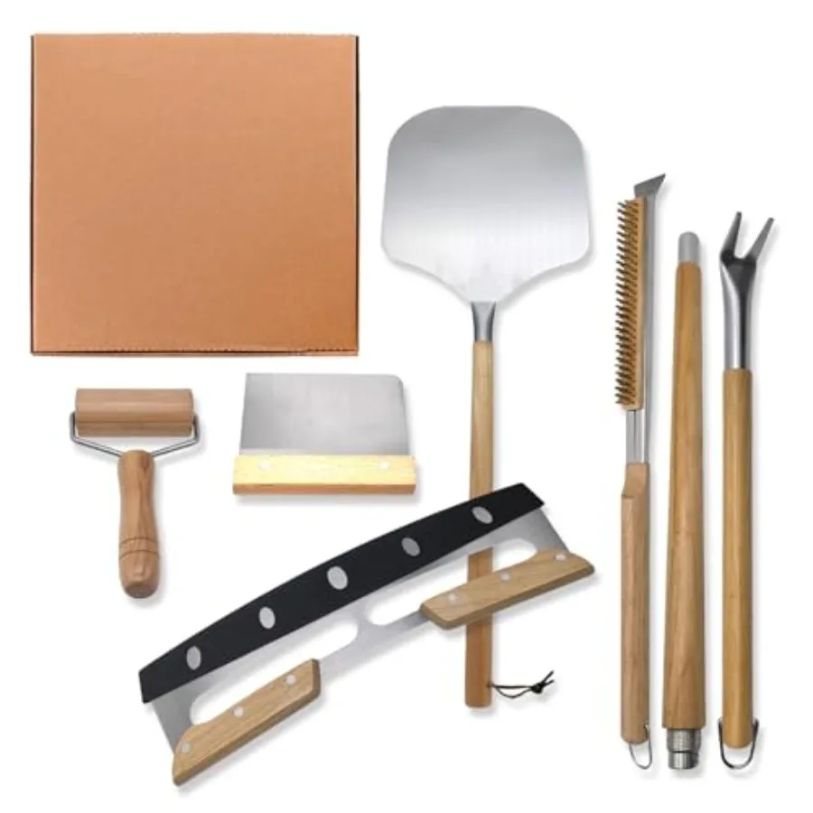 

Набор аксессуаров для уличной печи для пиццы, 6 предметов, набор для пиццы для взрослых, включает круглую лопатку для пиццы, щетку для печи, лопатку для пиццы Bubble Popper Turner Ro