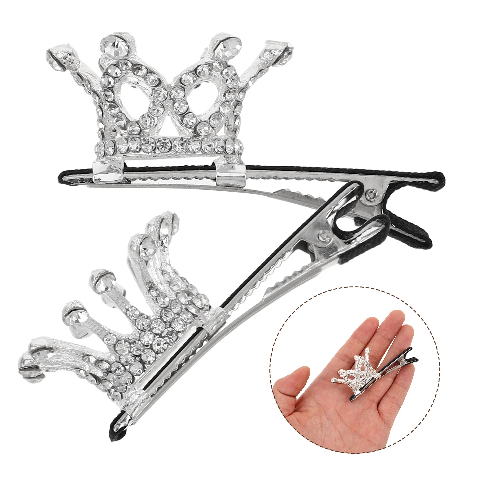 

2Pcs Children Crown Hairpins Rhinestone Decorative Clips Accessories Fashion Bangs Barrettes Metal Hair Accessories