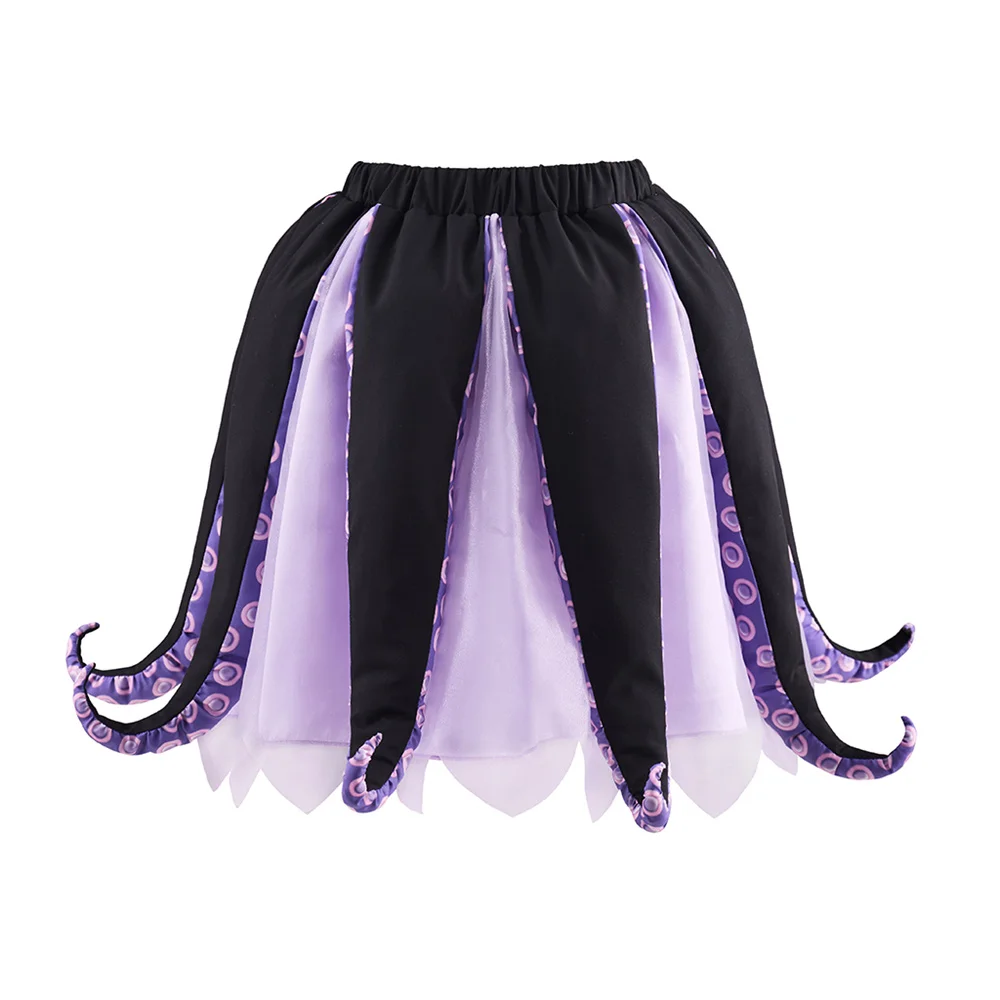Movie Ursula Cosplay Costume Octopus  Tentacles Purple Black Fantasia Skirt Halloween Party  Outfits