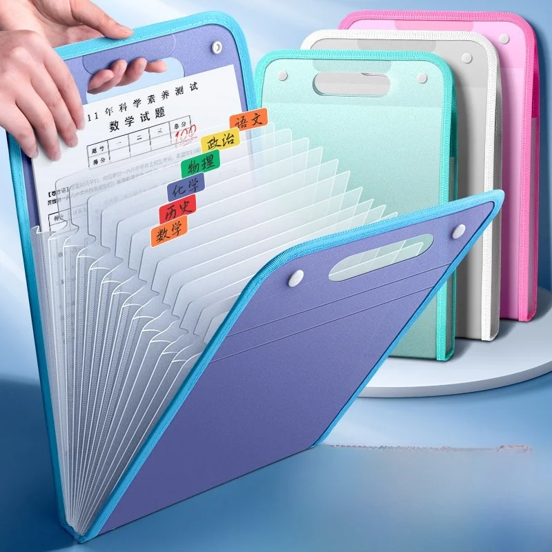 a4-portable-file-folder-large-capacity-multi-layer-student-test-paper-storage-bag-high-aesthetic-value-subject-classification