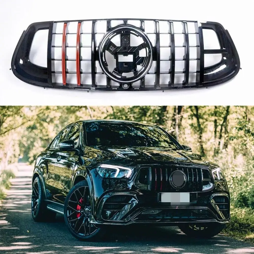 Front Grille Fits for MercedesBenz GLE63 W167 2020+ GT Brabus Look Glossy Black