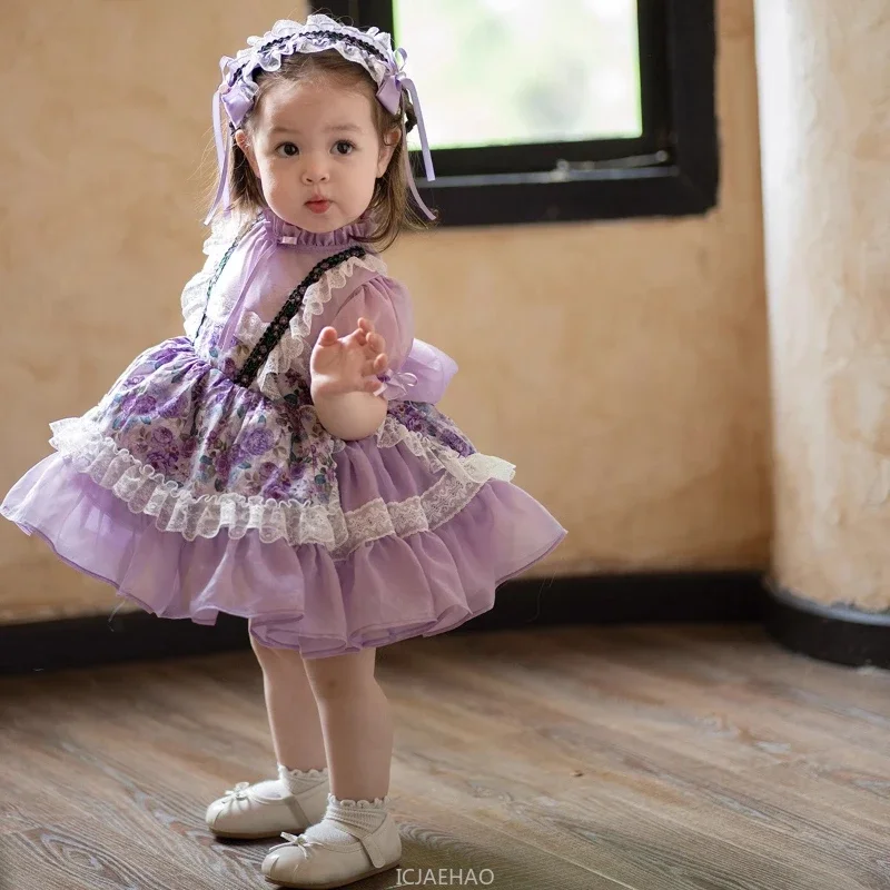 فستان الأميرة لوليتا للفتيات لعام 2025 فستان أرجواني قصير منتفخ متطابق للأطفال وصل حديثًا فستان الأميرة الصيفي ملابس من 1 إلى 10 سنوات #4