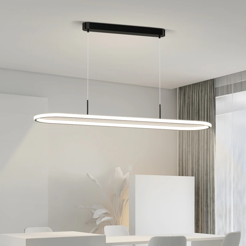 Modern Restaurant Hanglampen Eenvoudige Led Creatieve Lampen Lange Ring Lamp Minimalistische Nordic Bar Eetkamer Tafel Verlichting