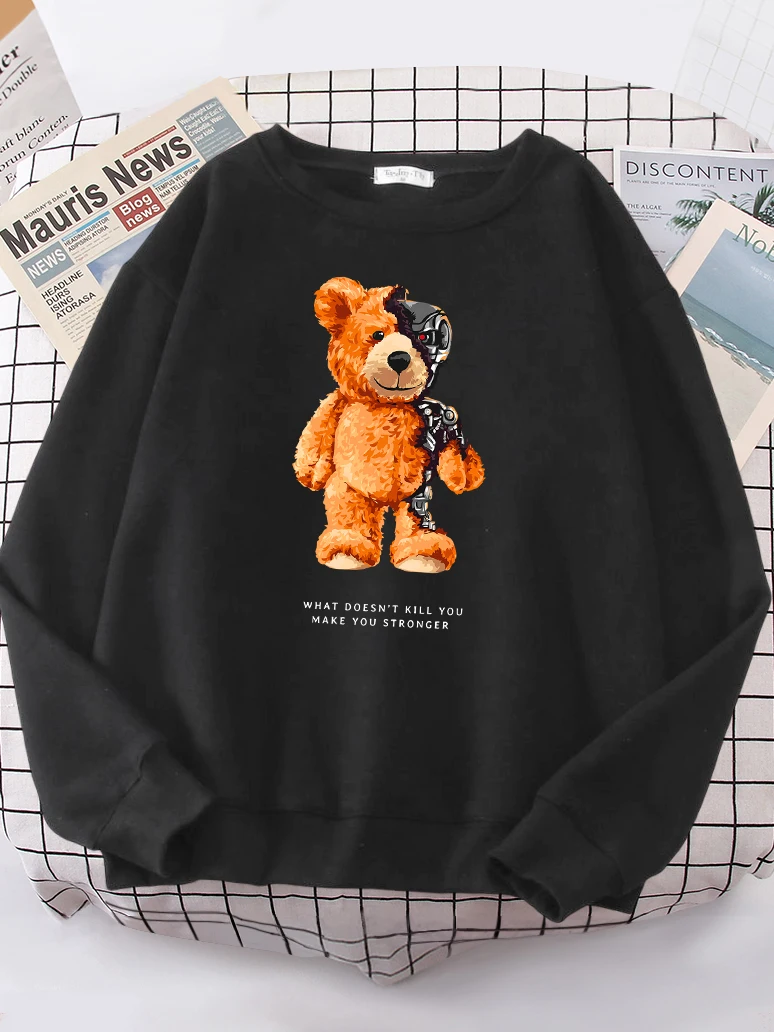 Teddy Bear Show You What I Am Really Look Like Hoodie Female Hipster Oversize Hoody Casual Sweatshirt Streetwear Soft Pullovers