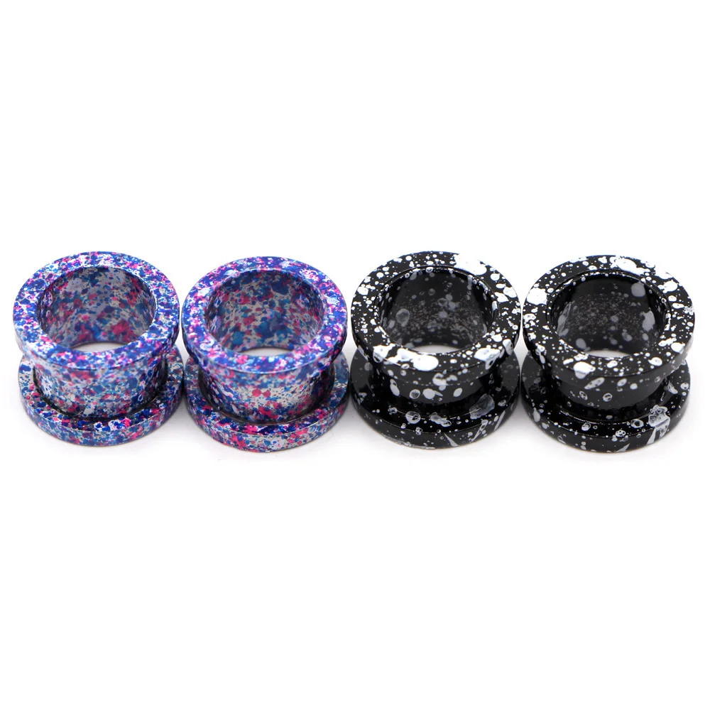 2pcs 2-16mm Stainless Steel Paint Pulley Hollow Ear Tunnels Plugs Expander Stretcher Ear Gauges Body Piercing Jewelry