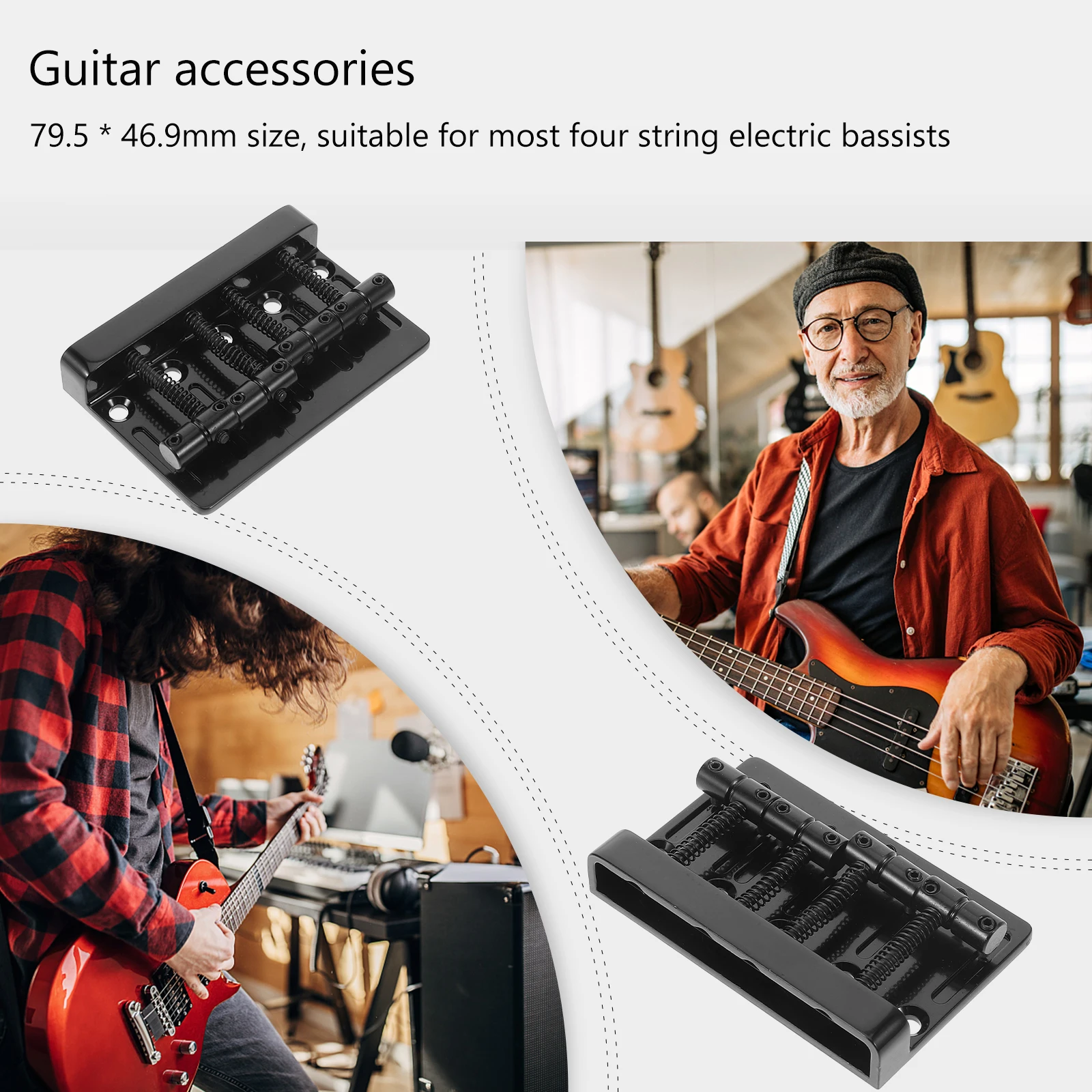 

Bass Bridge for Guitar Electric Bridges Parts Tailpiece Replacement Saddles Accessories