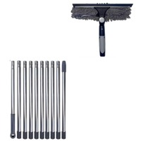 Long Duster Window Cleaning Squeegee 2 In 1 Washing Extension Pole Ceiling Duster Dust Remover High Spider Window Wiper