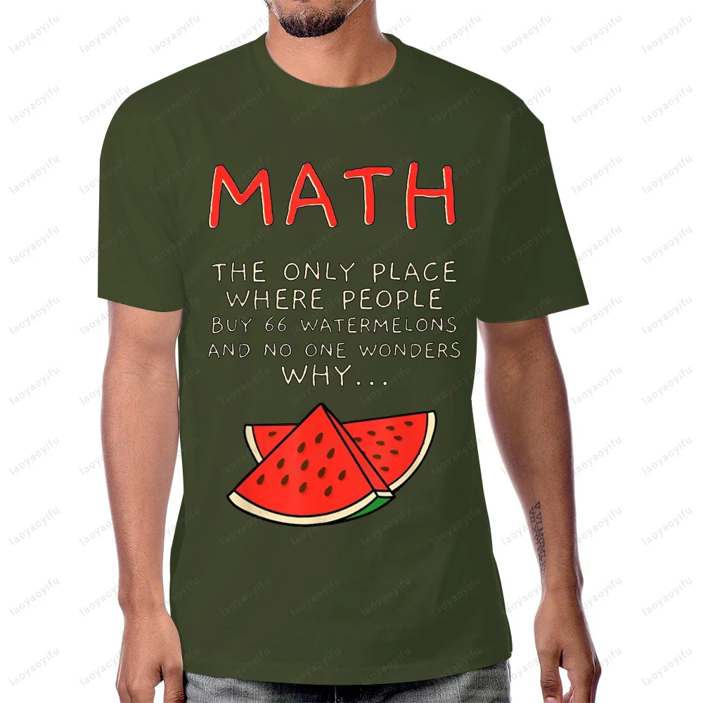 الرياضيات والبطيخ الرياضيات حساب أرقام تي شيرت عادية موضة الشارع الشهير الصيف قصيرة الأكمام Harajuku رجل التي شيرت