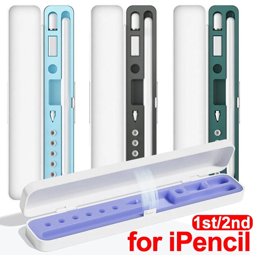 Carrying Case Holder for Apple Pencil 1st/2nd Generation Waterproof Anti-scratch Soft Silicone Storage Box for IPencil Pen Tips