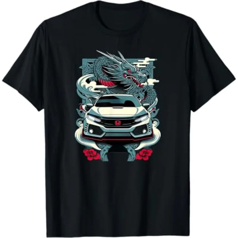 

Honda Men's and Women's T-shirts Racing Motorcycle Cultural Shirts Summer New Civic Type R Car Casual Trend Short Sleeves