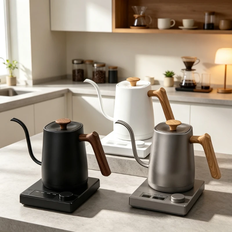 Gooseneck Electric Kettle ±1°C Temp Control NTC Sensor LED Timer 304 Stainless Steel for Pour Over Coffee Tea Brewing 드립포트
