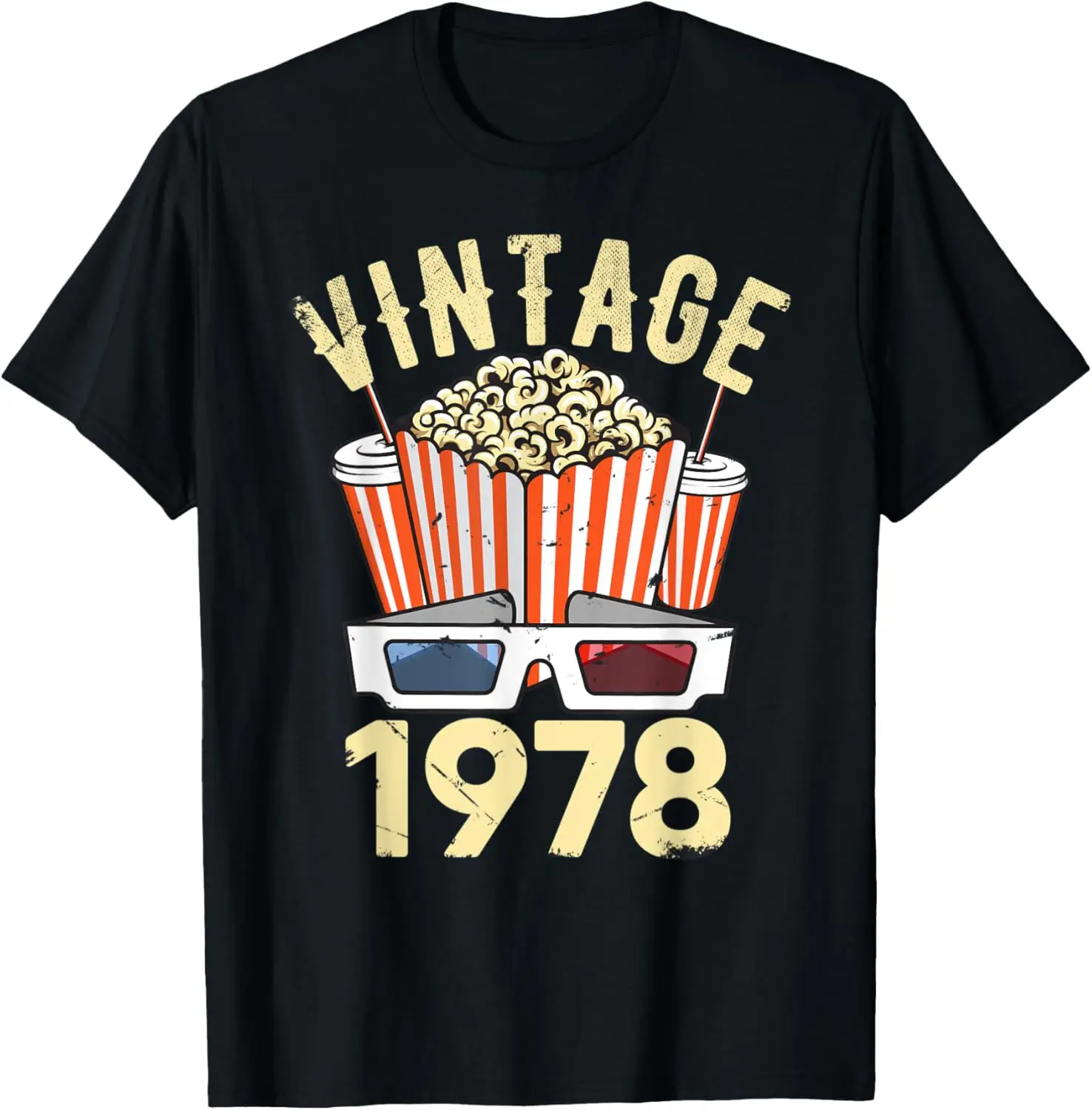 

Vintage 1978 Friends Bday 44 Years Old Cinema Popcorn 90s T-Shirt