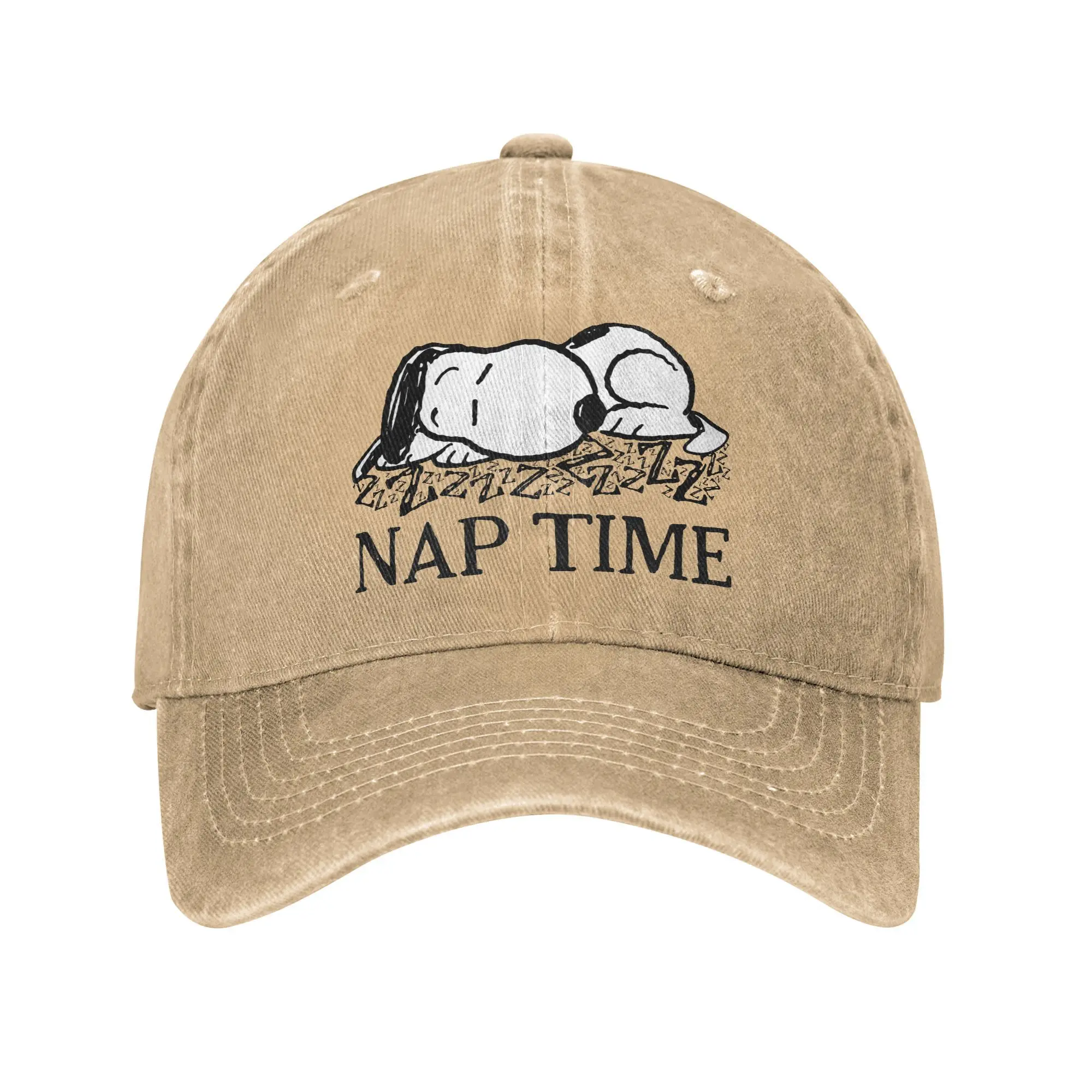 Snoopy Nap Time Baseball Cap Retro Distressed Denim  Snapback Hat for Men Women Outdoor All Seasons Travel Gift Caps Hat