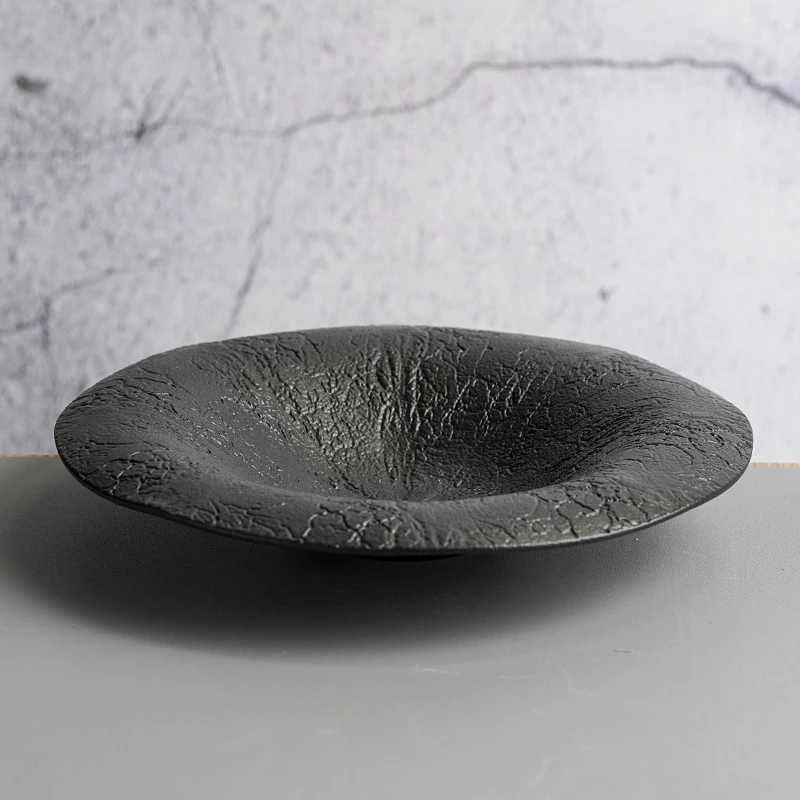 Ceramic Volcanic Pattern Round Western Creative Steak Plate Soup Plate Dish Plate Kitchen Sushi Salad Dessert Plate Tableware
