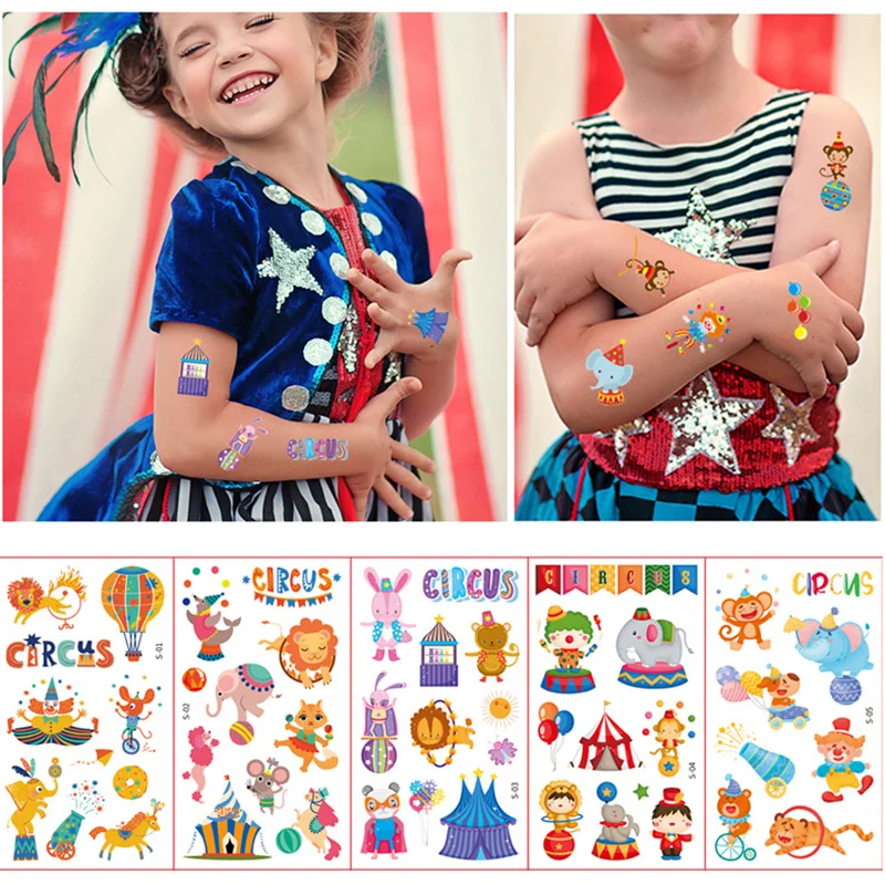 10 Sheets/Set Children Cute Cartoon Unicorn Temporary Tattoo Stickers Baby Shower Kids Body Makeup Sticker Tattoos Football