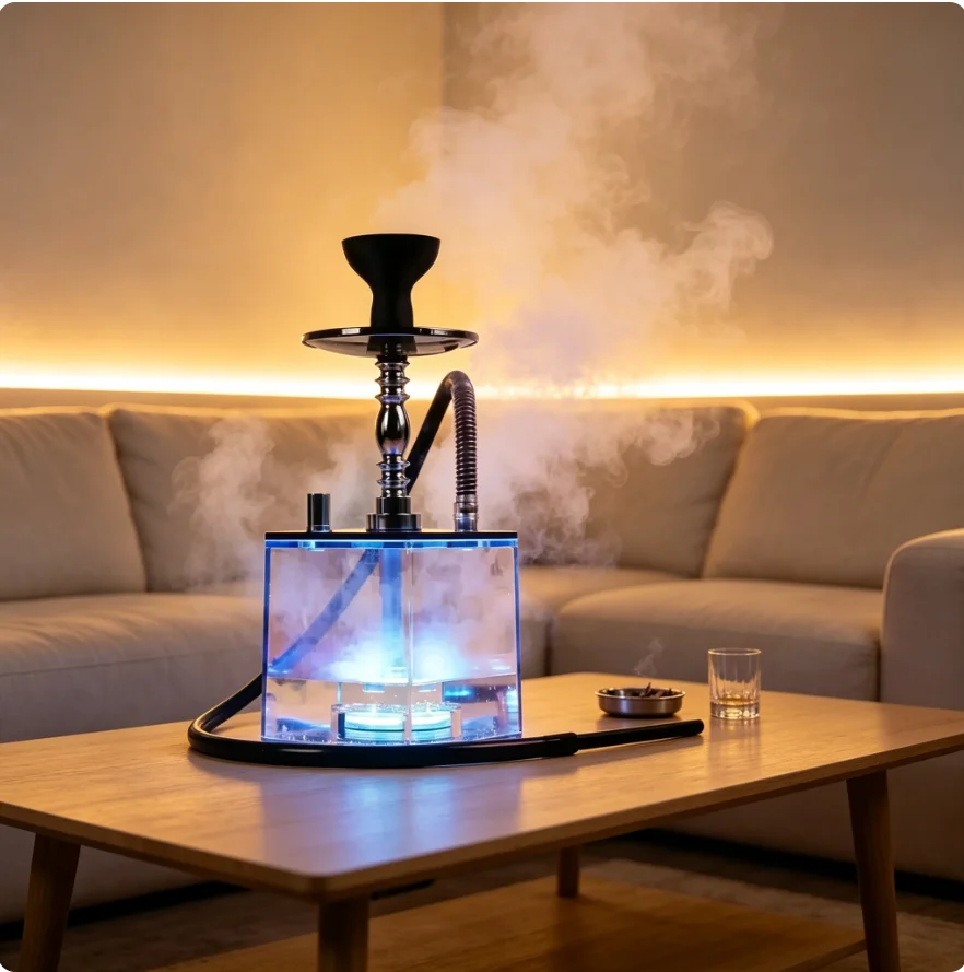 SAcrylic Hookah Set Shisha Box  with 1 Hose LED Light Nargile Sheesha Chicha Narguile Cachimbas Water Pipe Shisha Hookah Smoking