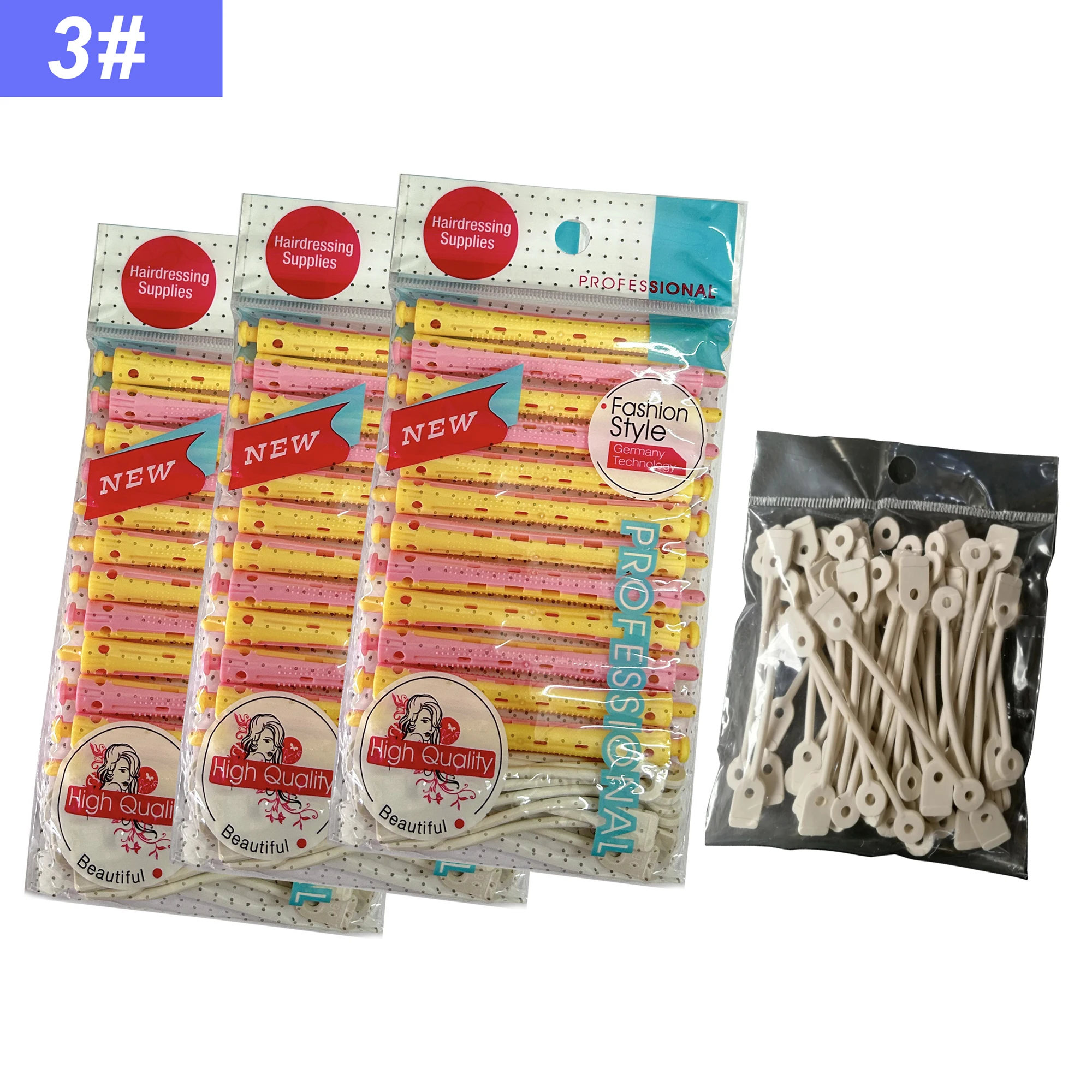 36pcs Elastic Hair Rollers 50pcs Rubberbands Set Hairdressing Cold Perm Rods Curler Hair Root Curl Bar Fluffy Heatless 10mm 1888