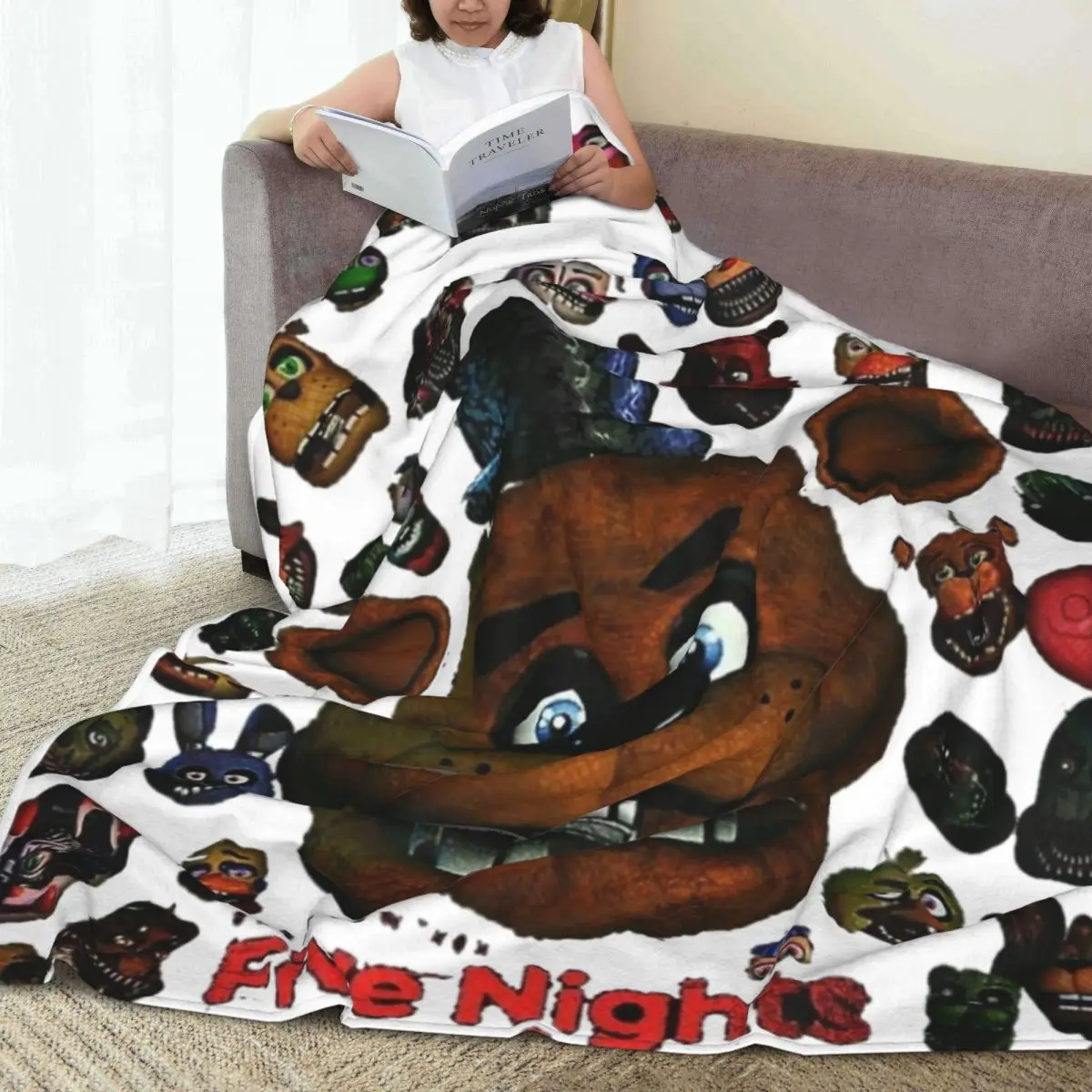 A-Five A-Nights At A-Freddy Collages Blanket Super Warm Novelty Blanket For Couch Bed Travel Office Flannel Bedspread Bed Cover