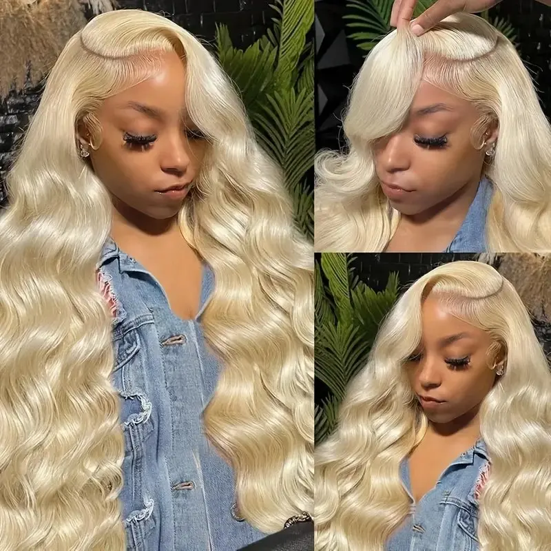 13X6 HD Lace Front 22 36 Inches 13X4 Frontal Colored Blonde 613 Blonde  150 Density Body Waves Glue-Free  Wigs Human HairWig