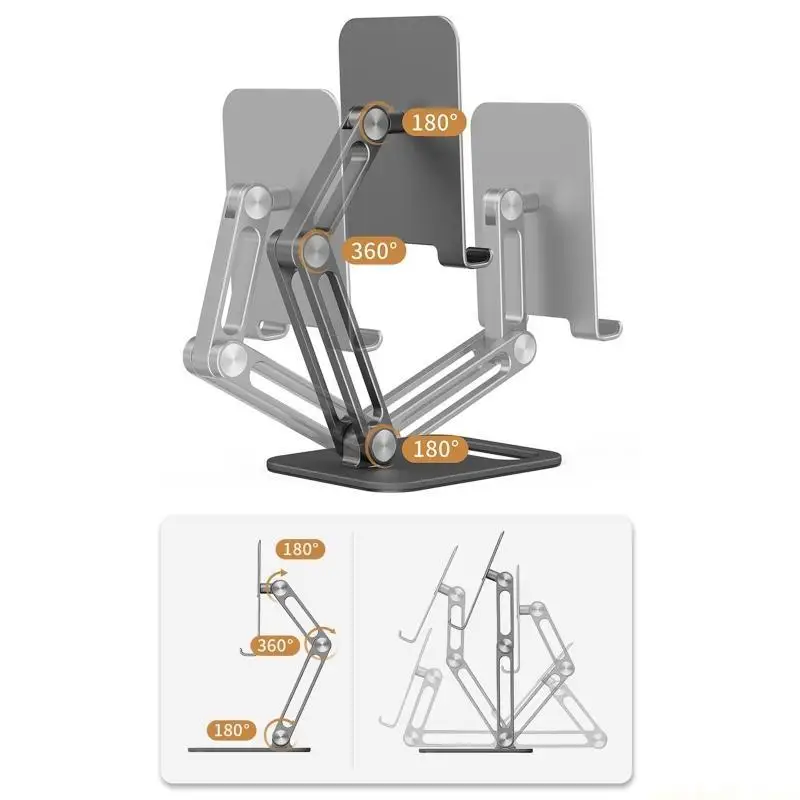Multi-Angle Holder Tablet Dock Foldable Cradle Portable Desk 5-14''Fold-up Stand
