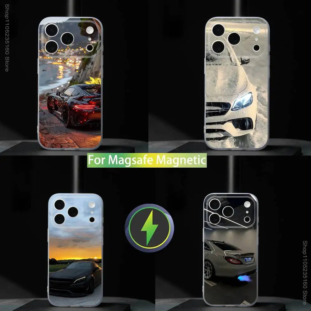 

Black and White M-Mercedess For iPhone 17,16,15,14,13,12,11,Pro,Max,Plus,Mini,SE4,E Magnetic For Magsafe Wireless Phone Case