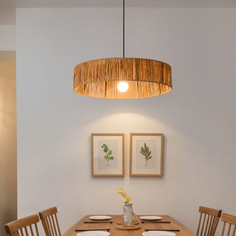 مزرعة نسج قلادة السقف مصباح اليابان فندق مطعم طاولة مستديرة Led مصباح السقف غرفة المعيشة Led الثريا للديكور